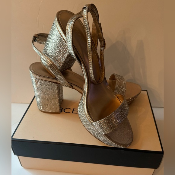 BCBGeneration Gold Rhinestone Platform Heels - Picture 6 of 7